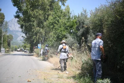 Konyaaltı'nda yangına karşı budama çalışması
