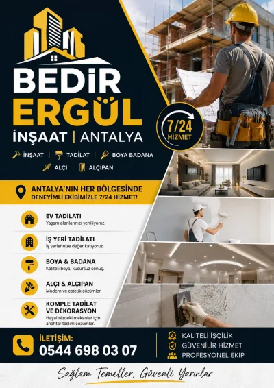 BEDİR ERGÜL İNŞAAT ANTALYA – BOYA BADANA VE TADİLAT USTASI